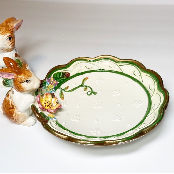 Vintage Easter Bunny Egg Cup and Plate Ceramic Set Of 2 - Picture 7 of 16